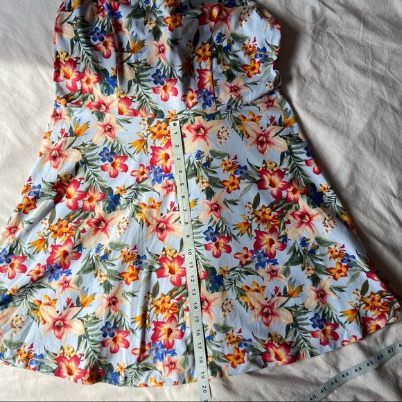 Women’s 1X Forever 21+ fit and flare skater dress tropical print with lace back - Picture 5 of 9